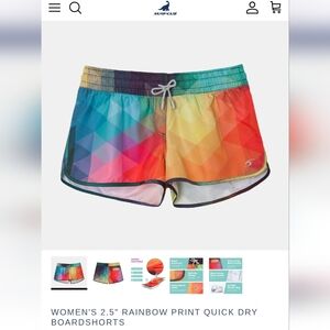 SurfCuz Colorful Geometric Prism Rainbow Patterned Shorts